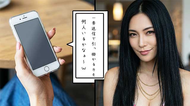 一斉送信で引っ掛かるカモ、何人いるかなぁ～。